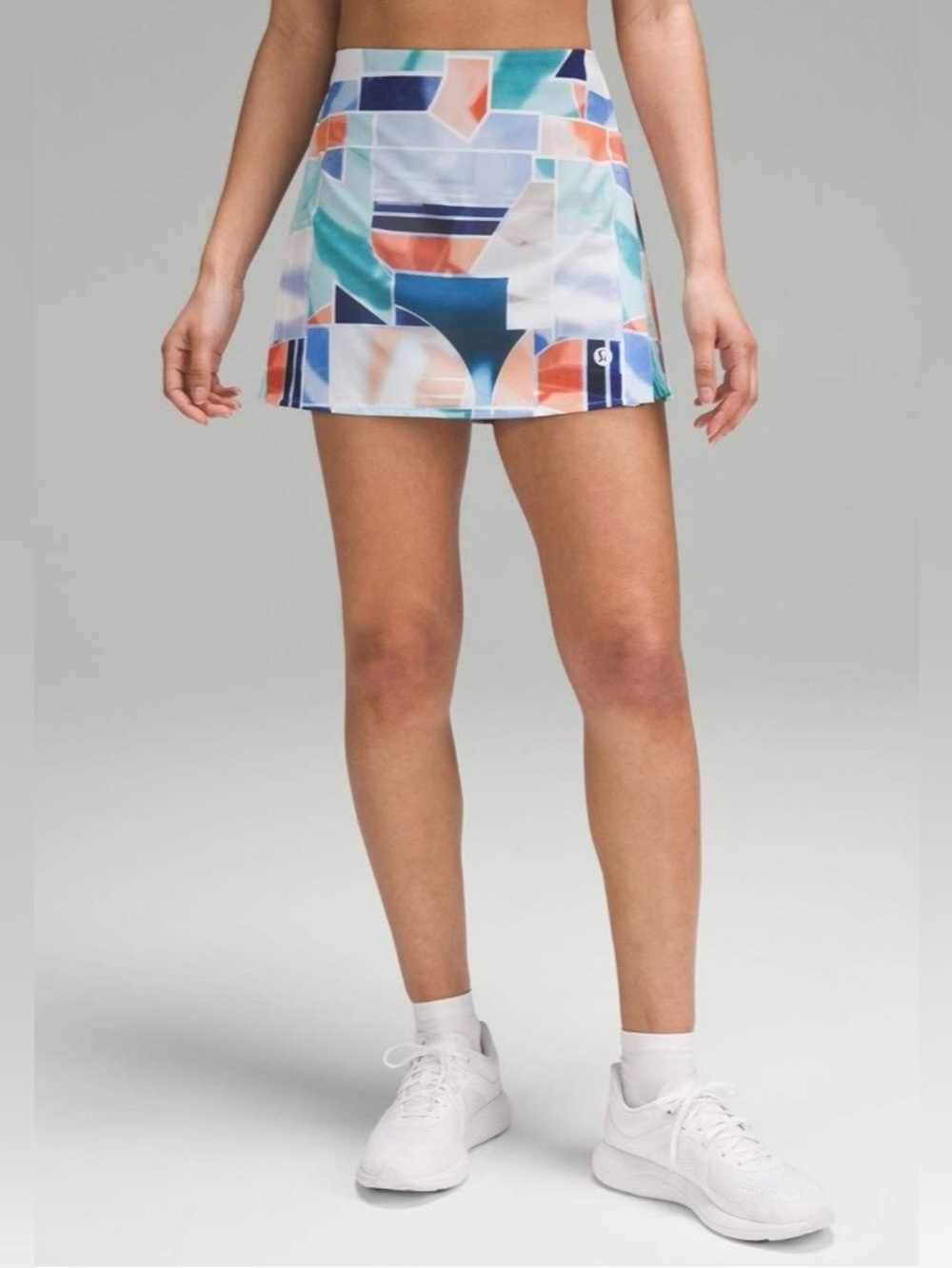 lululemon athletica Geometric Print Mini Skort in Blue, Teal, Coral, White
